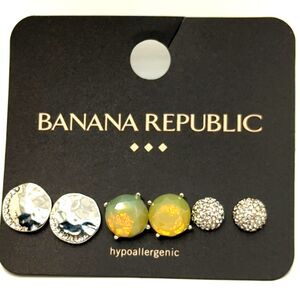 Banana Republic hypoallergenic stud earring set - 3 Pairs - New on Card